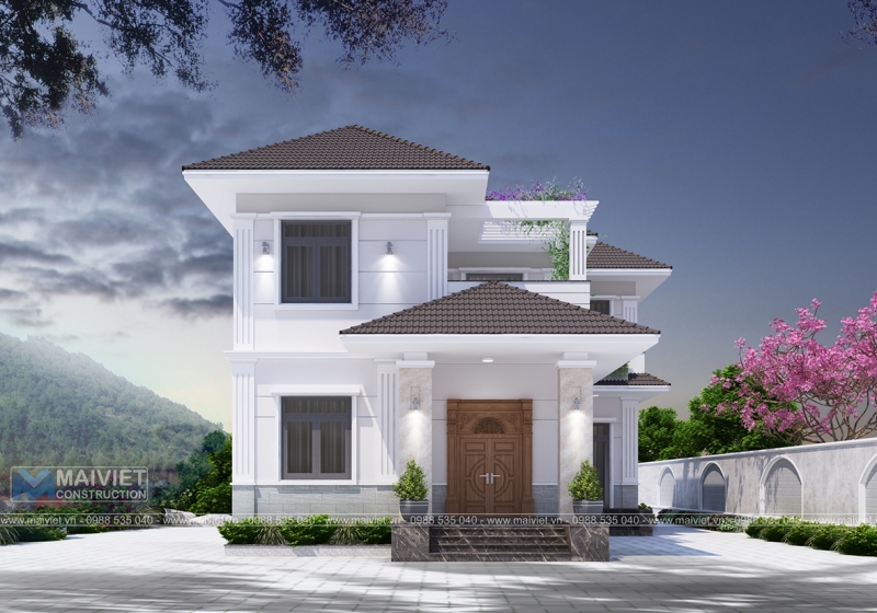 Mẫu biệt thự vườn 2 tầng mái Nhật