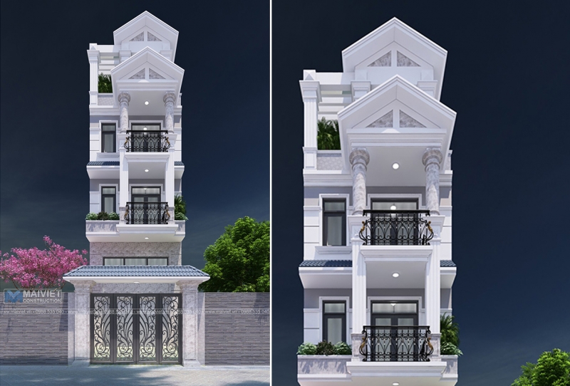 Mẫu nhà phố cổ điển 5 tầng
