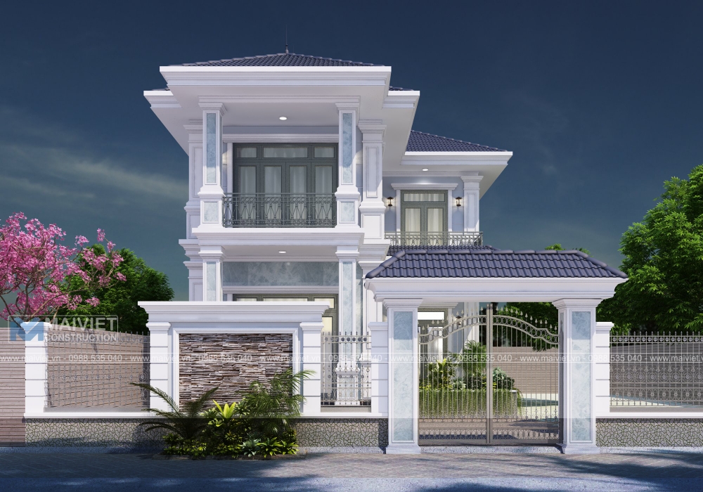 Mẫu biệt thự 2 tầng mái Nhật