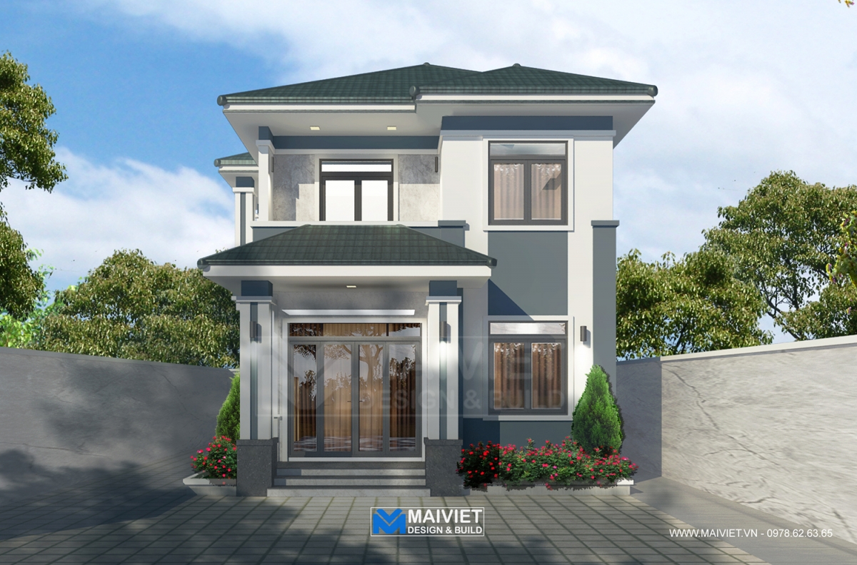 Biệt thự mái nhật 2 tầng 4 phòng ngủ kích thước 7m2 x 12m6