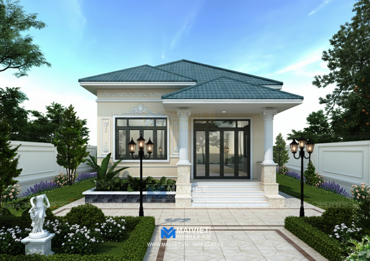 Biệt thự vườn 1 tầng mái nhật 8x18m