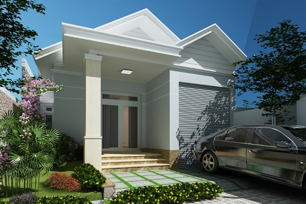 Mẫu biệt thự phố 1 tầng mặt tiền 8m