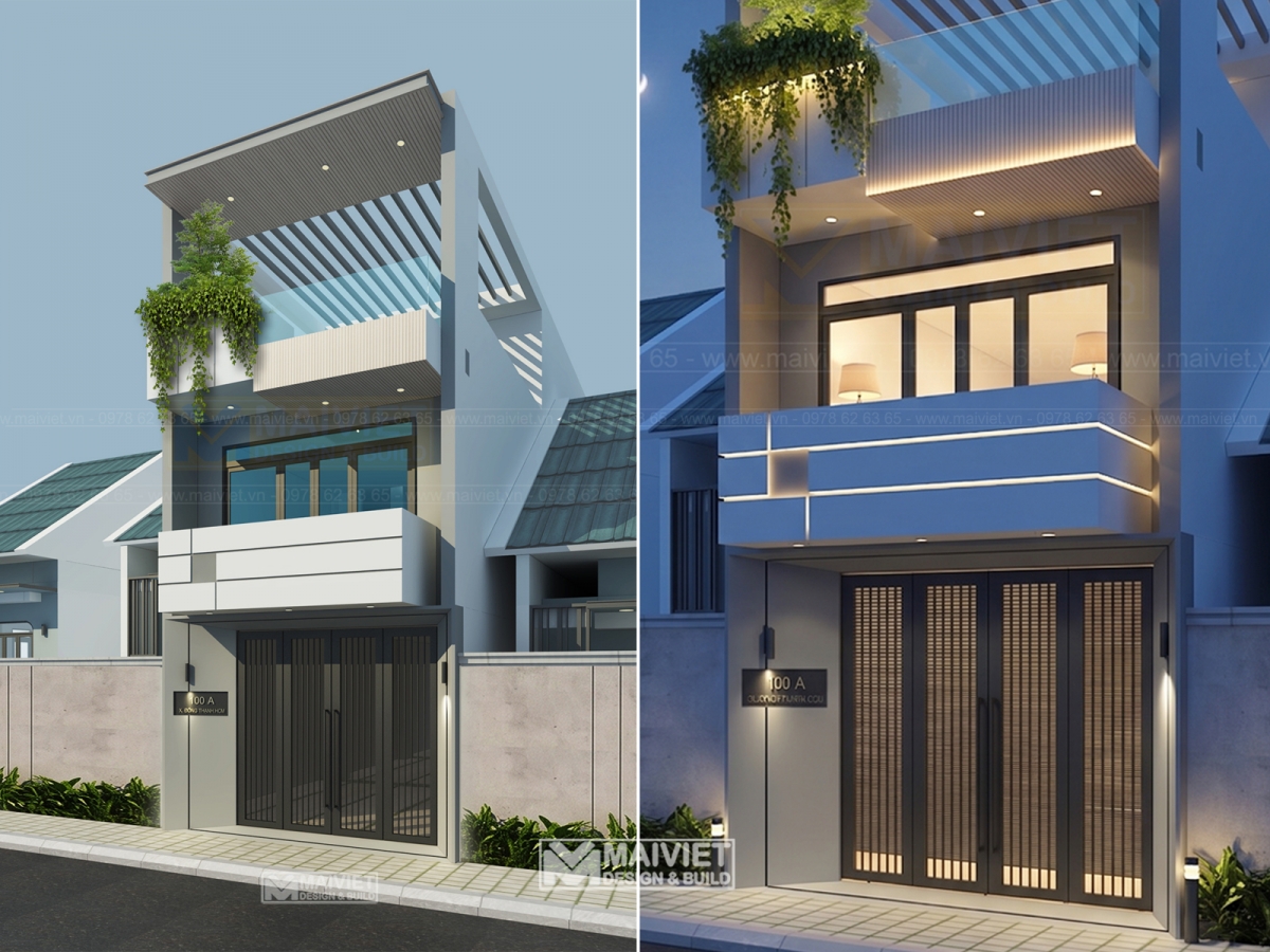 Mẫu thiết kế nhà phố 3 tầng 3 phòng ngủ kích thước 5m x 16m hiện đại