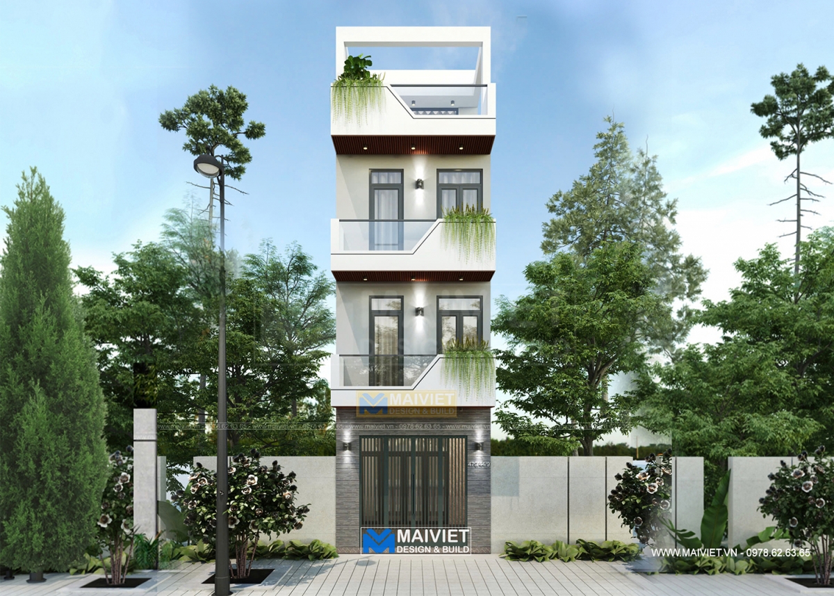 Mẫu thiết kế nhà phố 4m x 13m 03 tầng 1 tum 04 phòng ngủ