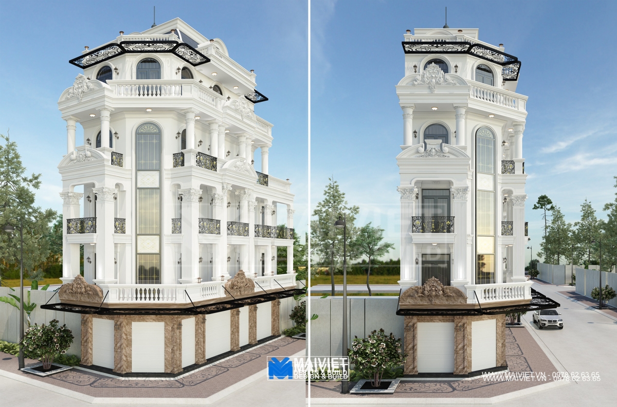 Mẫu thiết kế nhà phố nhà phố 2 mặt tiền tân cổ điển