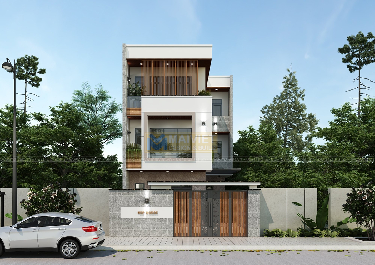 Mẫu thiết kế nhà phố hiện đại 3 tầng - đang thi công