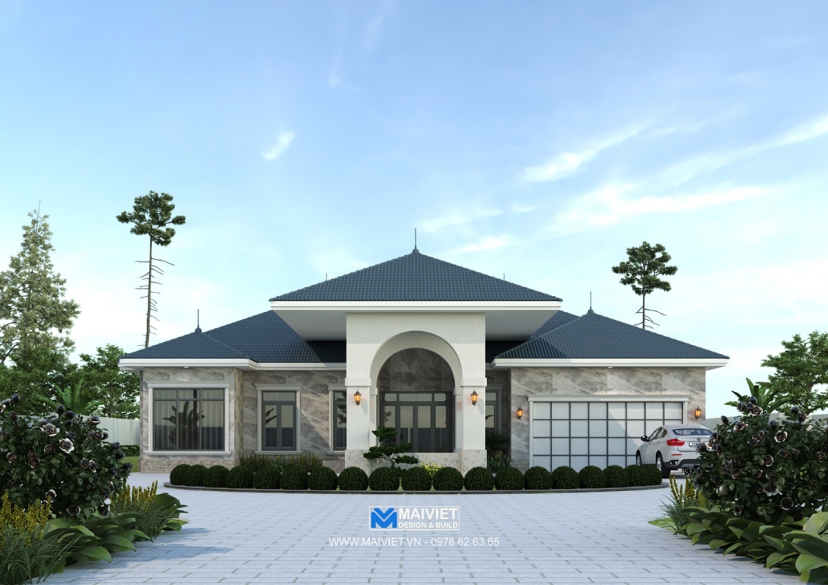 Mẫu thiết kế biệt thự hiện đại một tầng tại Tiền Giang