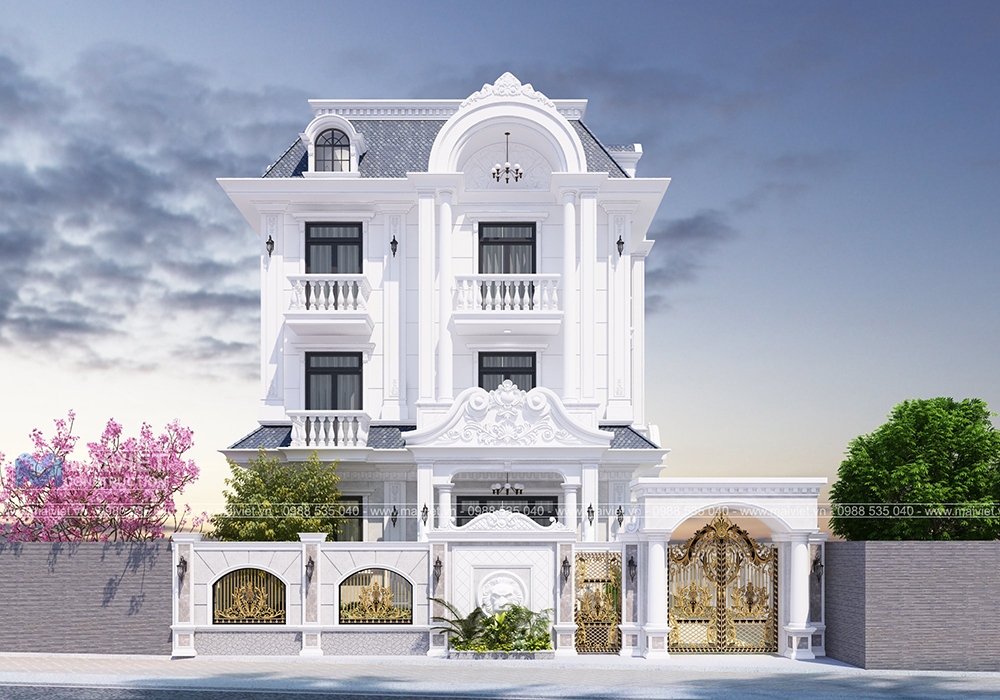 Thiết kế biệt thự vườn cổ điển 4 tầng