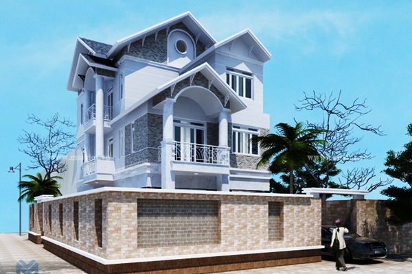Thiết kế mẫu biệt thự hai mặt tiền. A Long PA2