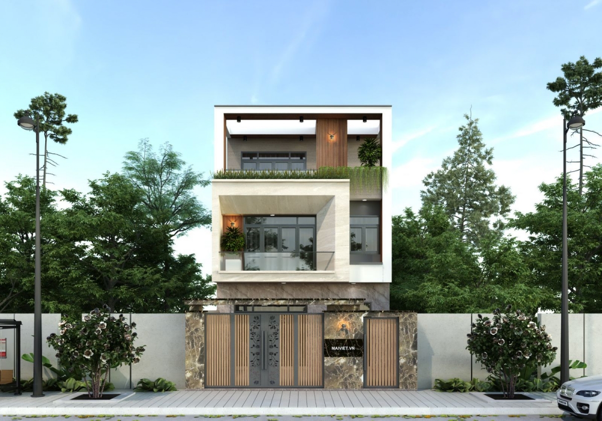 Thiết kế nhà phố 3 tầng mặt tiền 8m