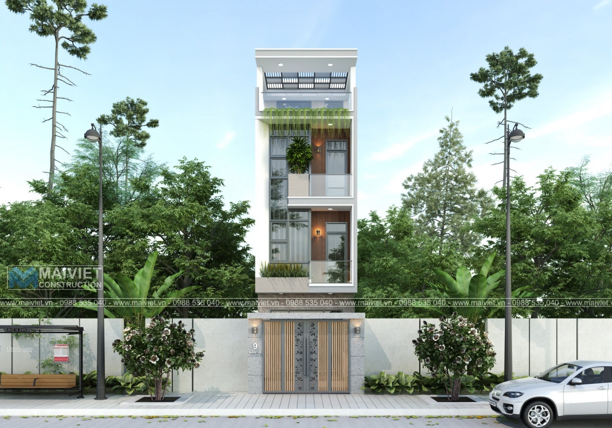 Thiết kế nhà phố hiện đại 4x20m 1 trệt 3 lầu tại quận 8