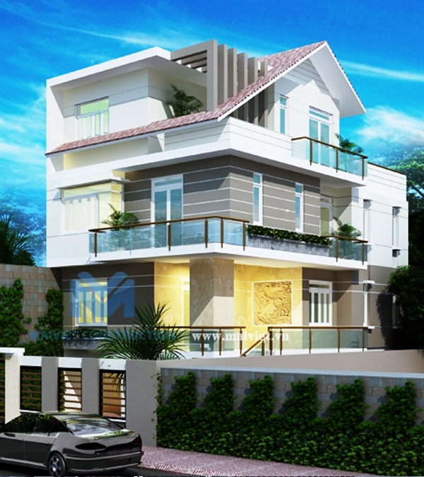 Mẫu biệt thự hiện đại 3 tầng 10mx20m
