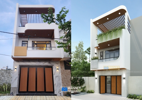 Mẫu nhà phố 2 tầng 1 tum kích thước 5mx16m