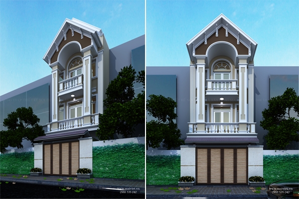 Mẫu nhà phố hai tầng mặt tiền 5m