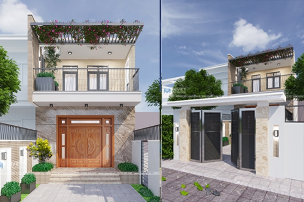 Mẫu nhà phố mặt tiền 5.5m hai tầng