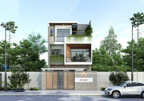 Mẫu thiết kế biệt thự 3 tầng 8m x18m trong khuôn viên đất 8x30m