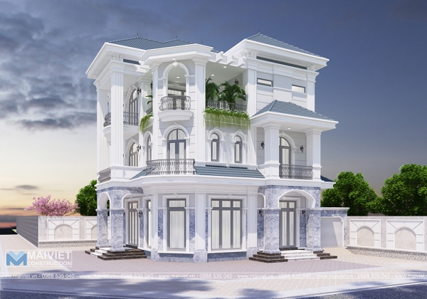 Mẫu thiết kế biệt thự bán cổ điển 2 mặt tiền