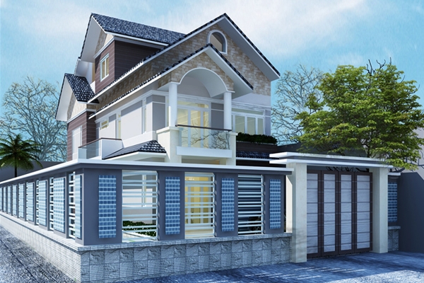 Mẫu thiết kế biệt thự mặt tiền 8m