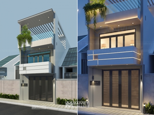 Mẫu thiết kế nhà phố 3 tầng 3 phòng ngủ kích thước 5m x 16m hiện đại