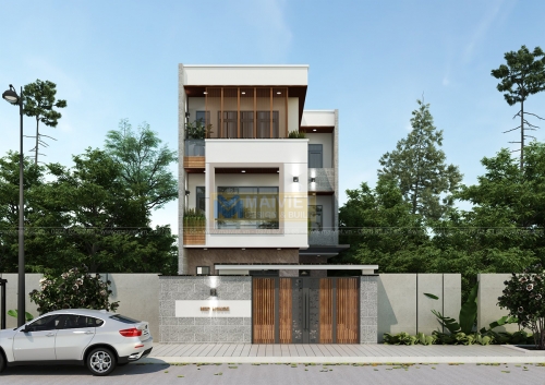 Mẫu thiết kế nhà phố hiện đại 3 tầng - đang thi công