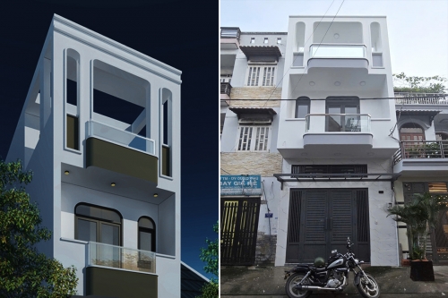 Thiết kế thi công nhà phố 2 tầng 1 tum kích thước 4m x 14m